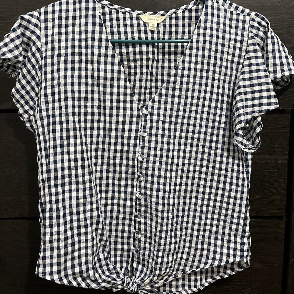 Gingham Tie Front Top - TJ Maxx - Sim and Sam Brand